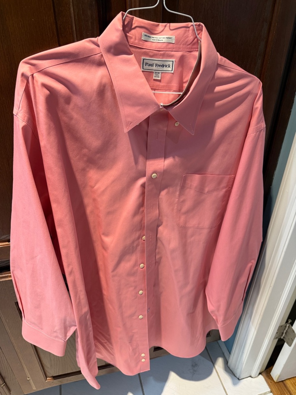 Paul Fredrick Men's Coral Pink Dress Shirt 20-35